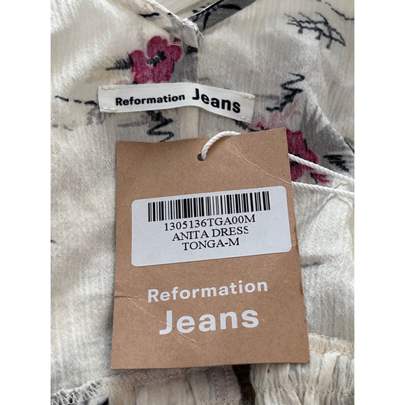 Reformation Anita Dress Tonga Print Midi Organic Cotton NWT Size M - Picture 11 of 14